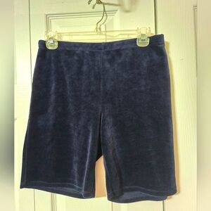 Fashion Nova Navy Blue Velvet Shorts, Size Large, Stretchy Like Bike Shorts, EUC